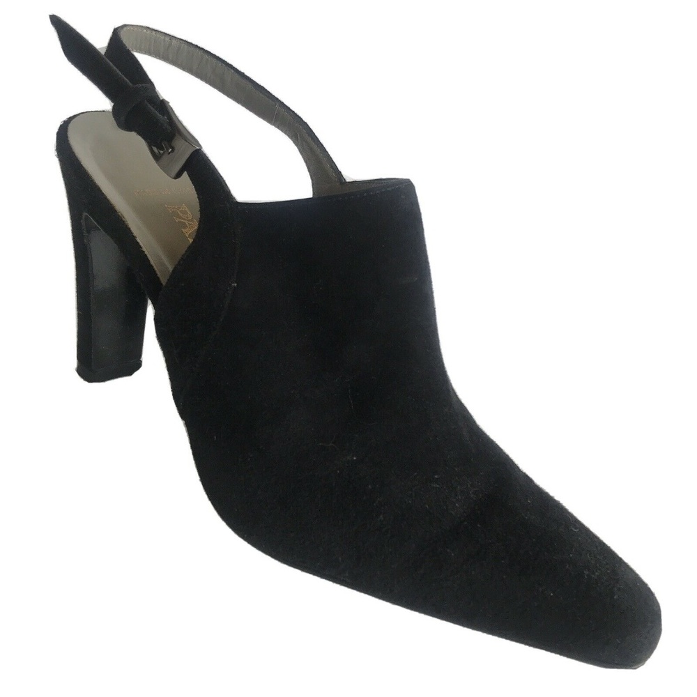 Paloma 7B BLK Suede Slingback 3.75"Heel Italy EUC
